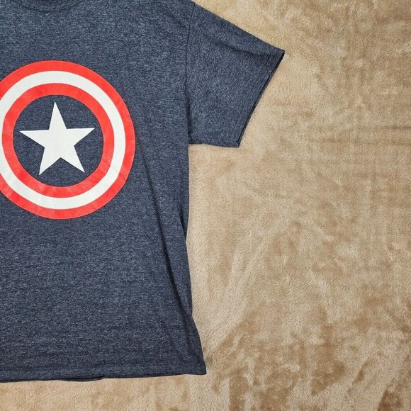 Marvel Captain America Shield Logo Graphic T-Shirt Superhero Unisex Size L Blue - Picture 9 of 10